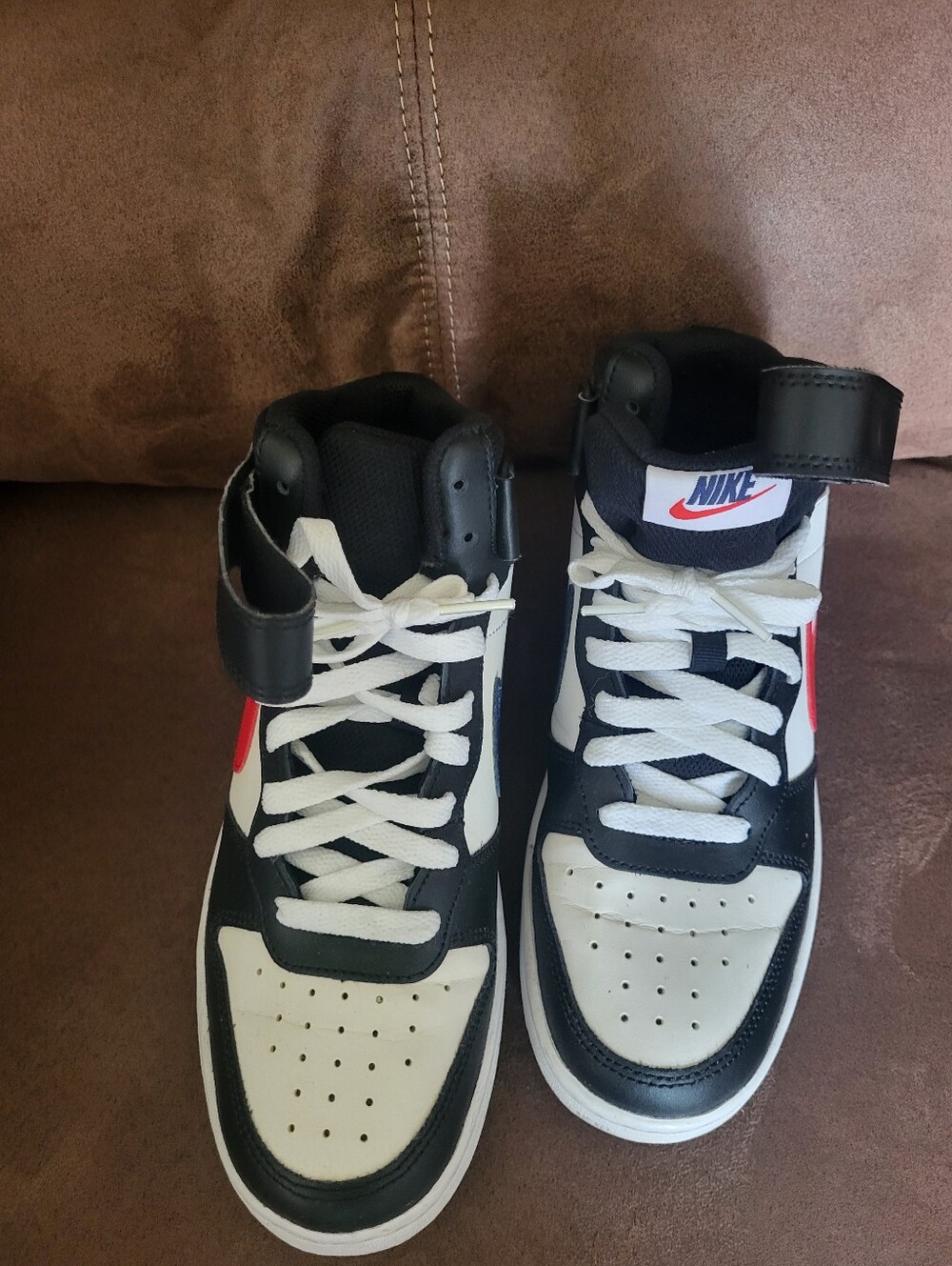 Nike Kids' Mid-Top Sneakers in Black, White & Red